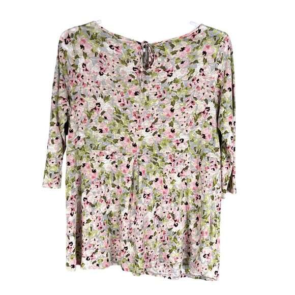 J Jill Love Linen Womens S 100% Linen Drop Waist Keyhole Tunic Top Bloomcore - Picture 9 of 16